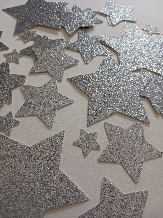 Silver Glitter Stars | Confetti