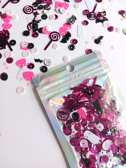 Halloween Pink + Black Glamoween | Razzle Dazzle Confetti