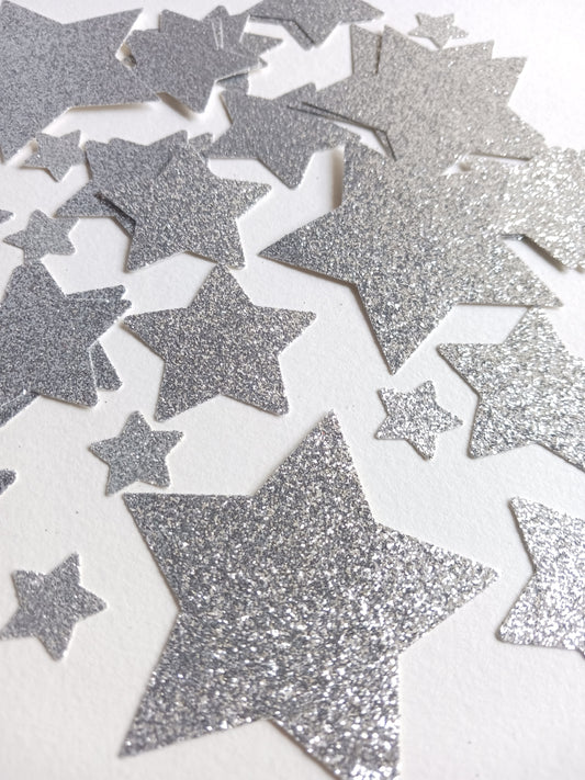 Silver Glitter Stars | Confetti
