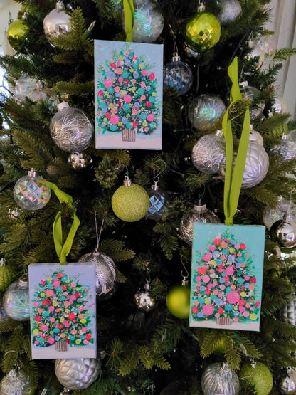 Hand-Painted Confetti Tree Ornaments – Peaceful Light Collection (Cool Tones)