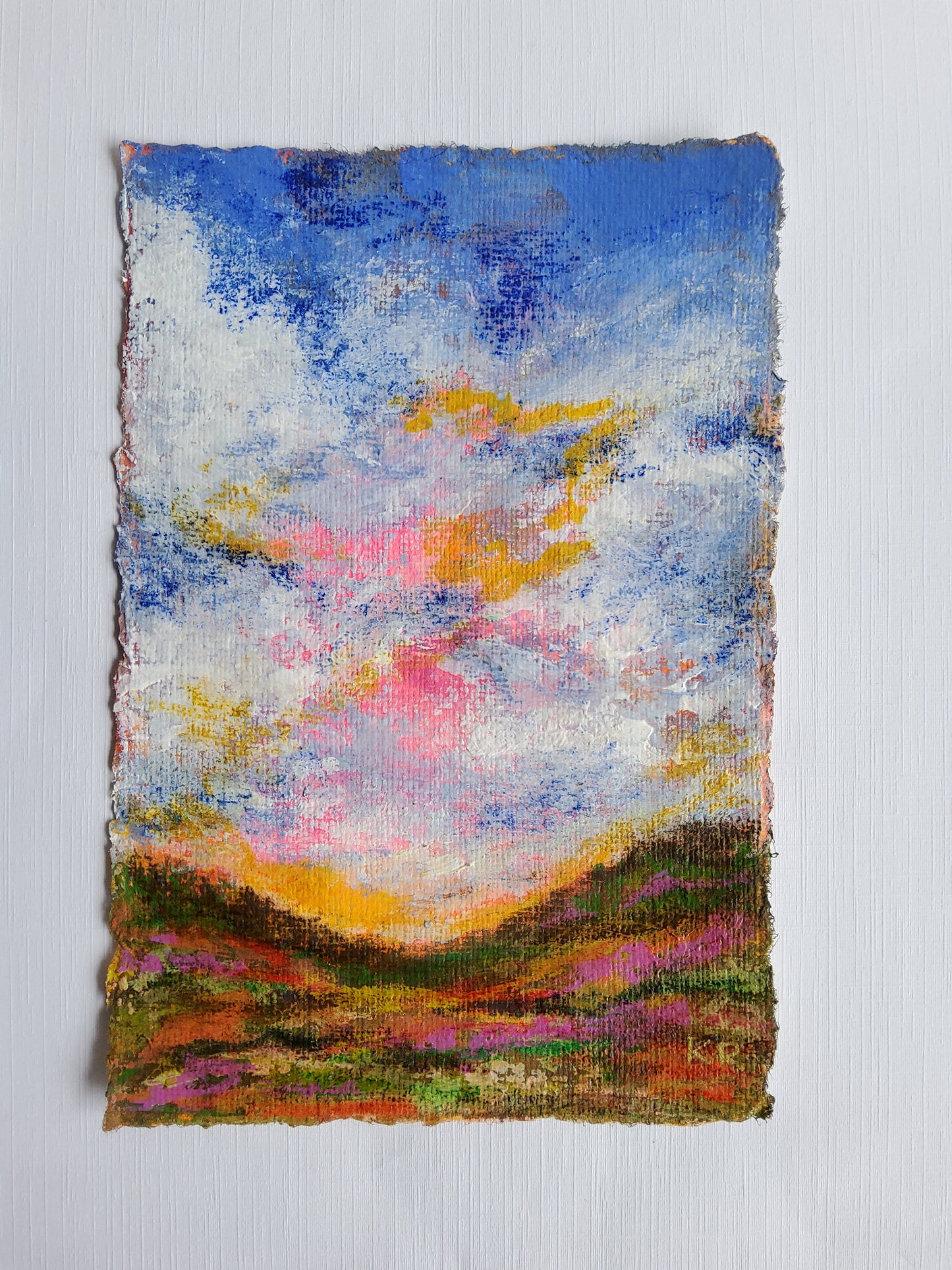 Horizons of Color | Mini Original Landscape Art on Handmade Paper | No. 03