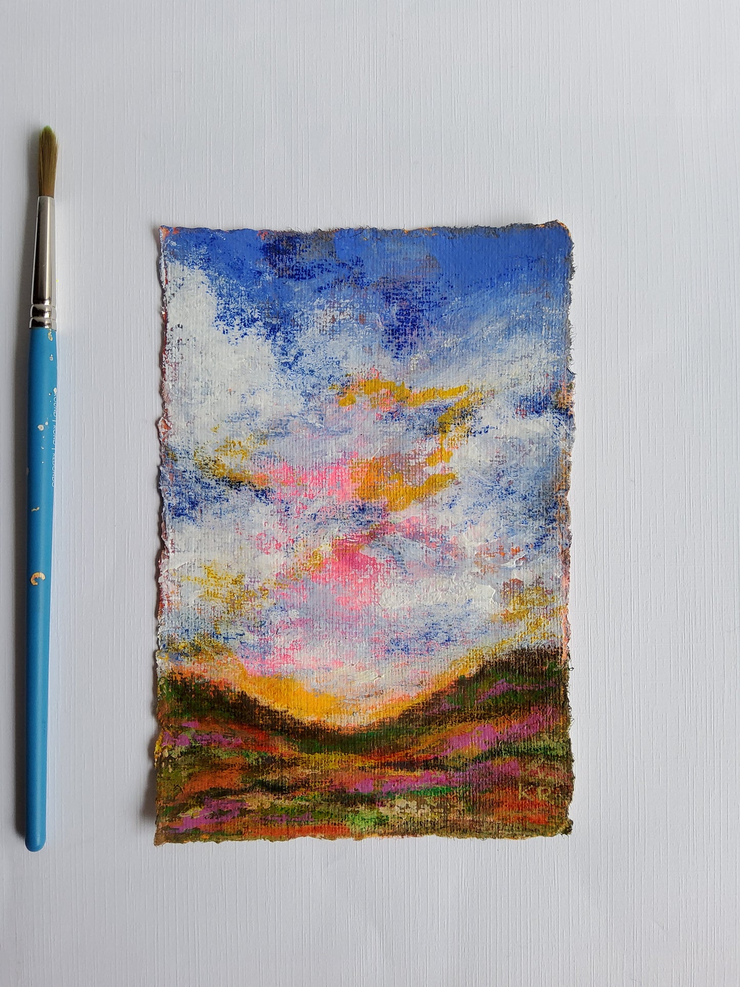 Horizons of Color | Mini Original Landscape Art on Handmade Paper | No. 03