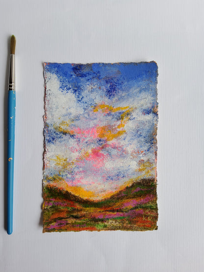 Horizons of Color | Mini Original Landscape Art on Handmade Paper | No. 03