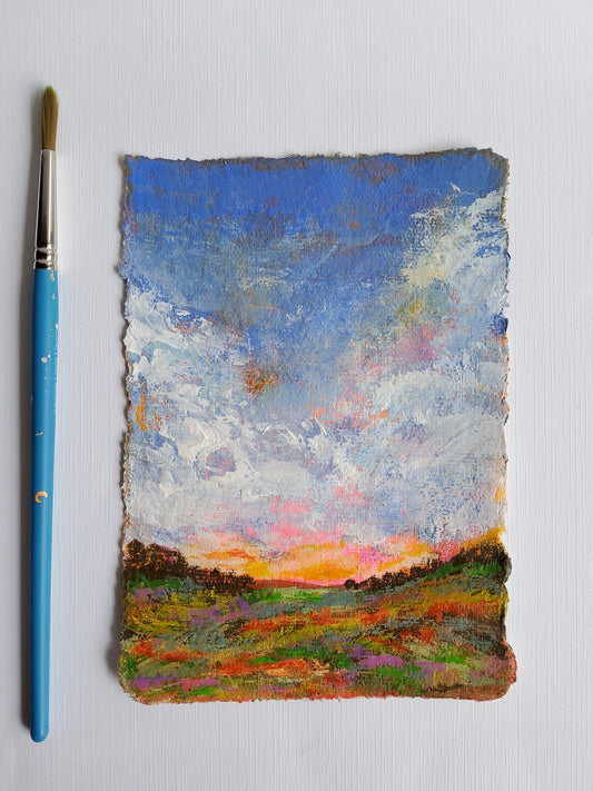 Horizons of Color | Mini Original Landscape Art on Handmade Paper | No. 07